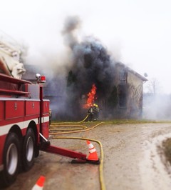 Fire fighters battling a fire